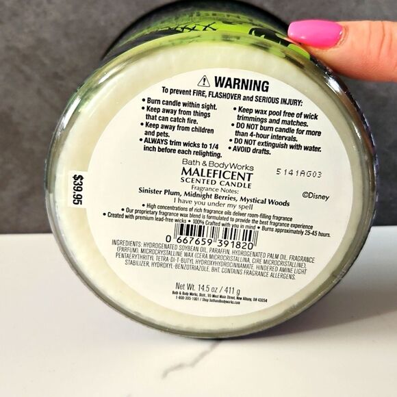 DISNEY VILLIANS x BATH & BODY WORKS Maleficent Holographic 3 Wick Candle NEW - Picture 4 of 9